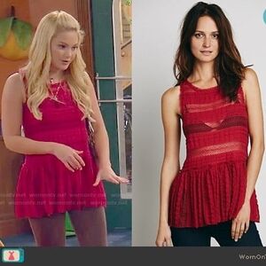 Y2K Free People Intimately Brick Red Lace Sheer Peplum Tank Size S